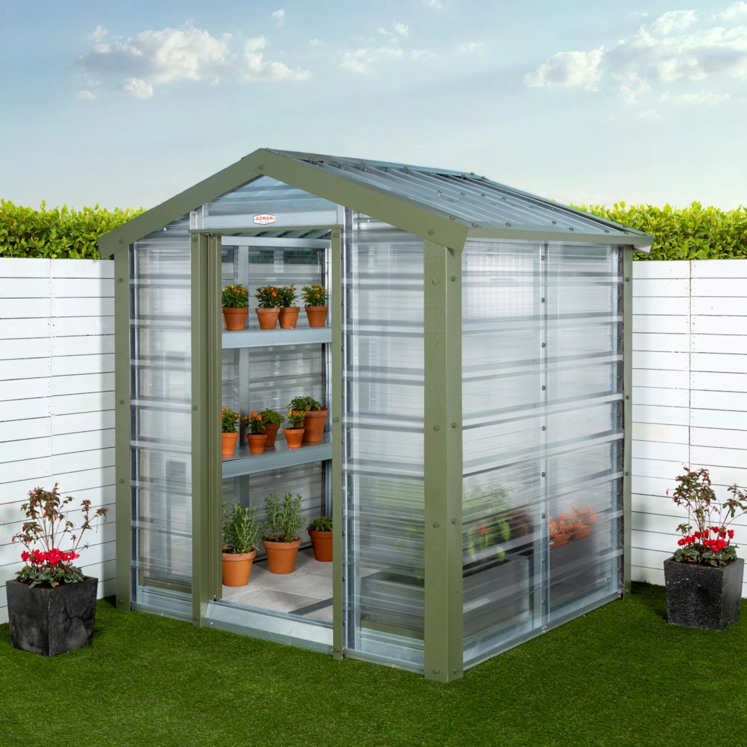 Adman Steel Sheds Multigrow 6.4x6.1 Greenhouse With Adjustable Vent 8 Adman Steel Sheds Multigrow 6.4x6.1 Greenhouse With Adjustable Vent - Image 6