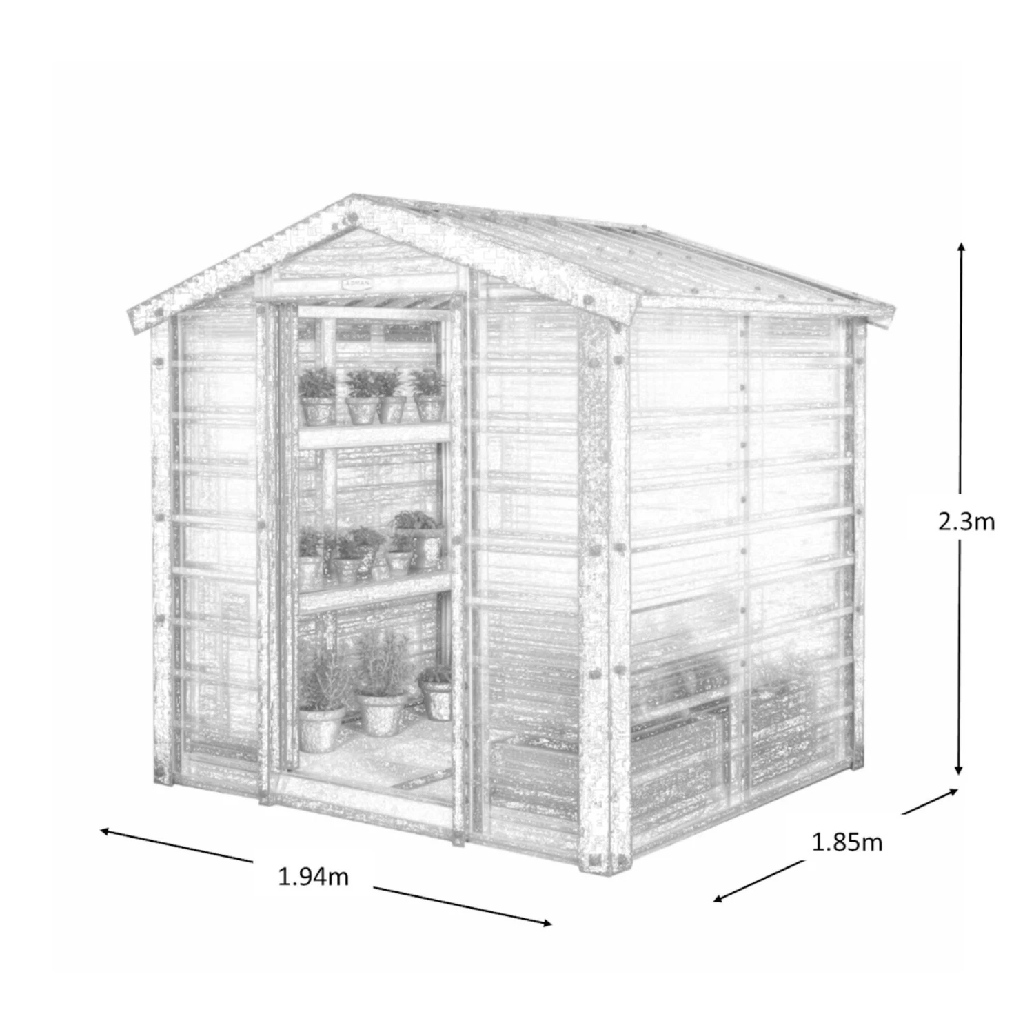 Adman Steel Sheds Multigrow 6.4x6.1 Greenhouse With Adjustable Vent 9 Adman Steel Sheds Multigrow 6.4x6.1 Greenhouse With Adjustable Vent - Image 7
