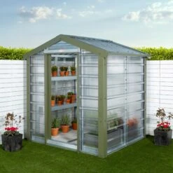 Adman Steel Sheds Multigrow 6.4x8.8 Greenhouse With Adjustable Vent -Outdoor Garden Shop adman steel sheds multigrow 6 4x8 8 greenhouse with adjustable vent5391538910325 01i bq