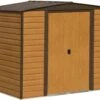 Arrow Woodvale 8x6 Apex Coffee Metal Shed -Outdoor Garden Shop arrow woodvale 8x6 apex coffee metal shed5013856015215 03c bq