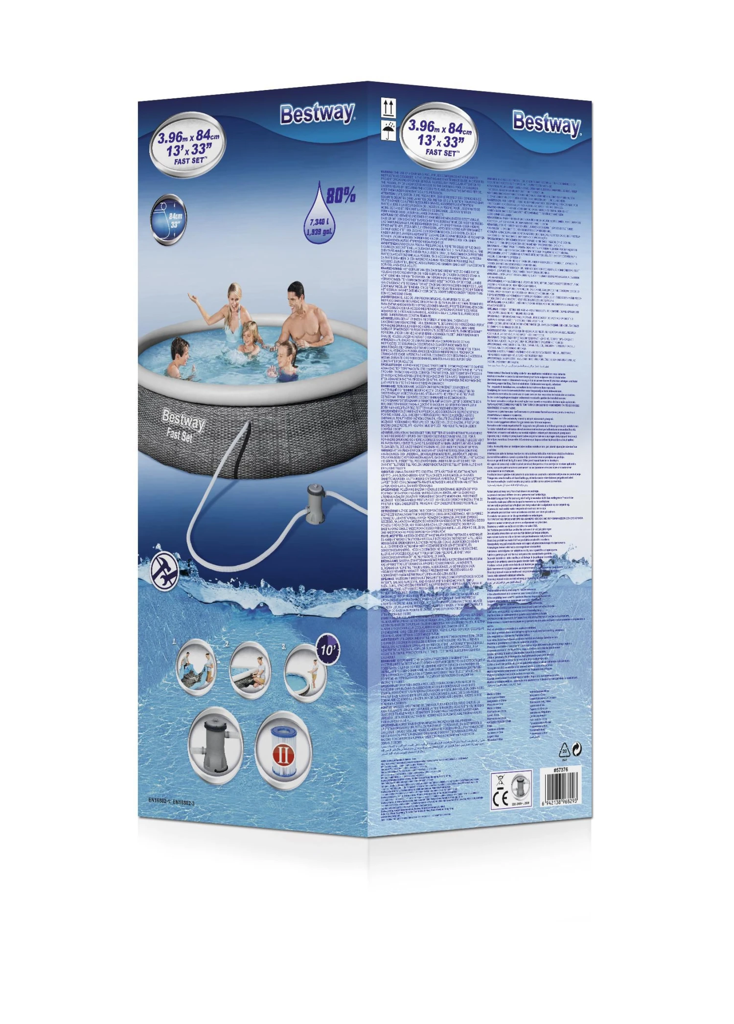 Bestway Fast Set Polyvinyl Chloride (PVC) Family Fun Pool (W) 3.96m X (L) 3.96m 4 Bestway Fast Set Polyvinyl Chloride (PVC) Family Fun Pool (W) 3.96m X (L) 3.96m - Image 2