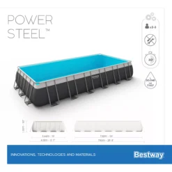 Bestway Power Steel® Plain Polyvinyl Chloride (PVC) & Steel Pool (W) 3.66m X (L) 7.32m -Outdoor Garden Shop bestway power steel plain polyvinyl chloride pvc steel pool w 3 66m x l 7 32m6942138987195 01t