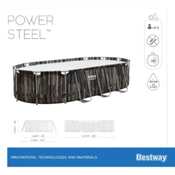 Bestway Power Steel® Wood Effect Polyvinyl Chloride (PVC) & Steel Pool (W) 3.66m X (L) 6.1m -Outdoor Garden Shop bestway power steel wood effect polyvinyl chloride pvc steel pool w 3 66m x l 6 1m6942138983586 01t