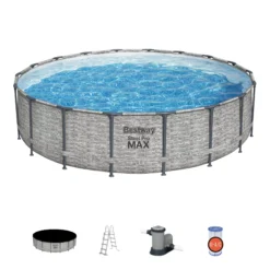 Bestway Steel Pro MAX™ Realistic Stone Print Polyvinyl Chloride (PVC) & Steel Pool (W) 5.49m X (L) 5.49m -Outdoor Garden Shop bestway steel pro max realistic stone print polyvinyl chloride pvc steel pool w 5 49m x l 5 49m6941607310502 10c
