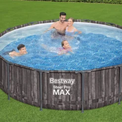 Bestway Steel Pro MAX™ Wood Effect Polyvinyl Chloride (PVC) & Steel Pool (W) 4.27m X (L) 4.27m -Outdoor Garden Shop bestway steel pro max wood effect polyvinyl chloride pvc steel pool w 4 27m x l 4 27m6942138983968 01i