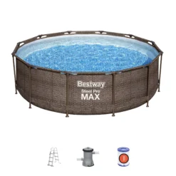 Bestway Steel Pro Rattan Print Metal & Plastic Pool -Outdoor Garden Shop bestway steel pro rattan print metal plastic pool6942138986228 36c bq