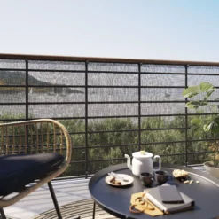 Black Polyester (PES) & PVC Garden Screen (H)1m (W)3m -Outdoor Garden Shop black polyester pes pvc garden screen h 1m w 3m5059340679921 01i