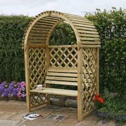 Blooma Chiltern Round Top Arbour, (H)1990mm (W)1340mm (D)800mm - Assembly Required -Outdoor Garden Shop blooma chiltern round top arbour h 1990mm w 1340mm d 800mm assembly required5397007055641 02i bq