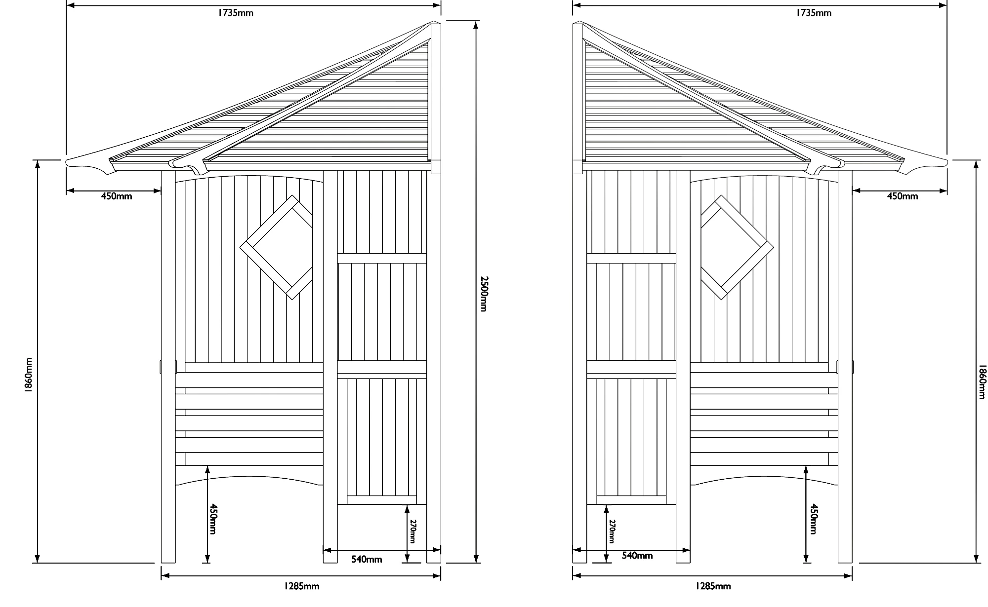 Blooma Elegant Corner Arbour, (H)2500mm (W)1730mm (D)1730mm - Assembly Service Included 5 Blooma Elegant Corner Arbour, (H)2500mm (W)1730mm (D)1730mm - Assembly Service Included - Image 3