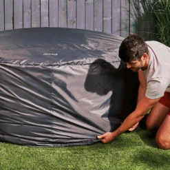 CleverSpa Grey Circular Hot Tub Cover -Outdoor Garden Shop cleverspa grey circular hot tub cover5019008882872 02i BQ