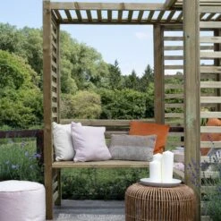 Forest Firenze Corner Arbour, (H)1970mm (W)1800mm (D)1800mm - Assembly Required -Outdoor Garden Shop forest firenze corner arbour h 1970mm w 1800mm d 1800mm assembly required5013053185049 40c bq