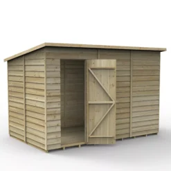 Forest Garden 10x6 Pent Pressure Treated Overlap Wooden Shed With Floor - Assembly Service Included