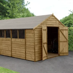 Forest Garden 20x10 Ft Apex Overlap Wooden 2 Door 8 Windows Shed With Floor