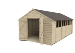 Forest Garden 20x10 Ft Apex Overlap Wooden 2 Door 8 Windows Shed With Floor -Outdoor Garden Shop forest garden 20x10 ft apex overlap wooden 2 door 8 windows shed with floor5013053178072 21c bq