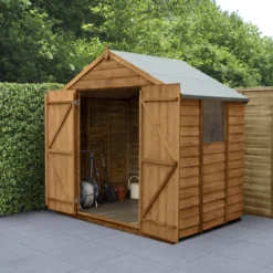 Forest Garden 7x5 Apex Dip Treated Overlap Wooden Shed With Floor - Assembly Service Included