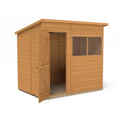Forest Garden 7x5 Ft Pent Shiplap Wooden 2 Windows Shed With Floor (Base Included) - Assembly Service Included -Outdoor Garden Shop forest garden 7x5 ft pent shiplap wooden 2 windows shed with floor base included assembly service included5013053178959 03c bq