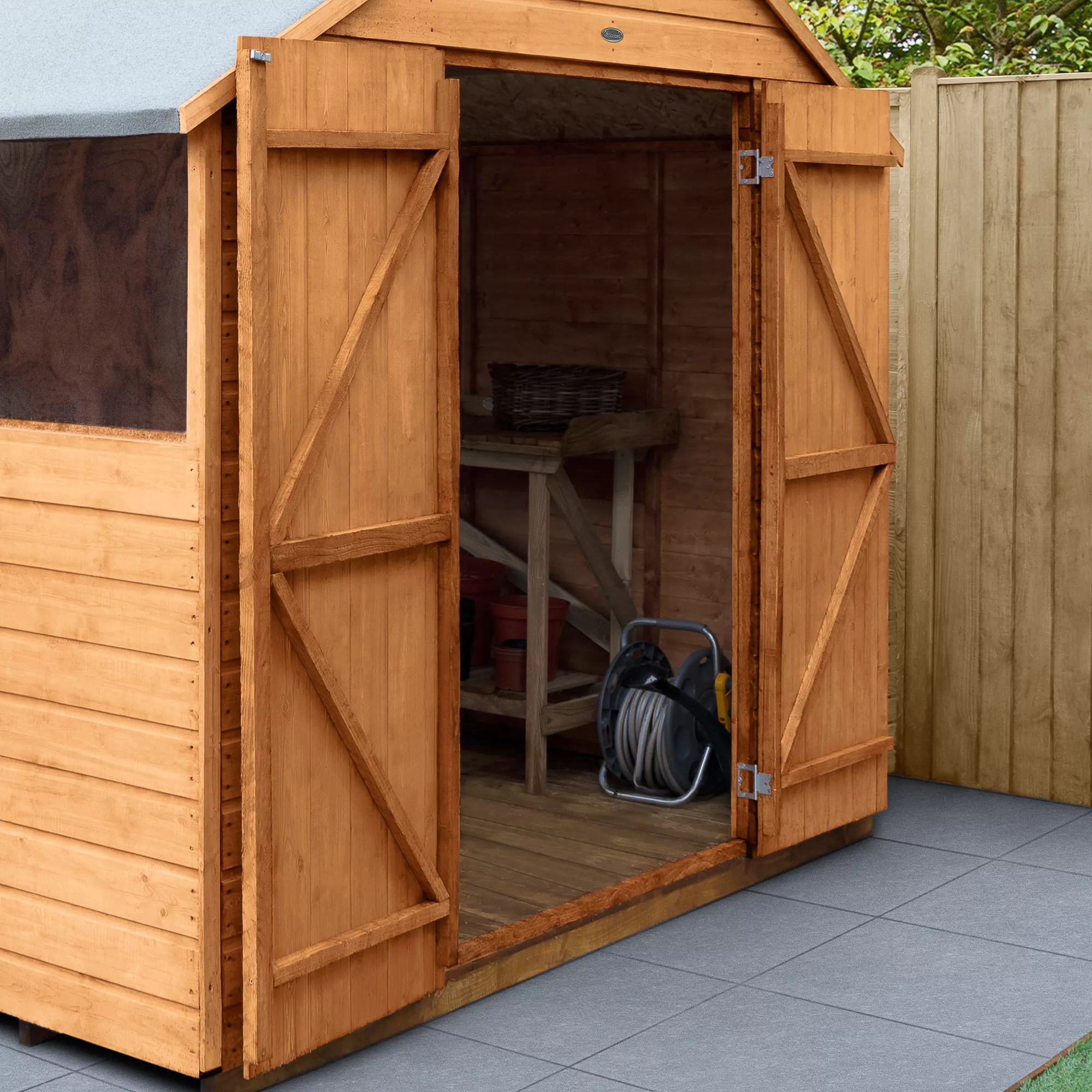 Forest Garden 7x7 Apex Dip Treated Shiplap Wooden Shed With Floor (Base Included) 5 Forest Garden 7x7 Apex Dip Treated Shiplap Wooden Shed With Floor (Base Included) - Image 3
