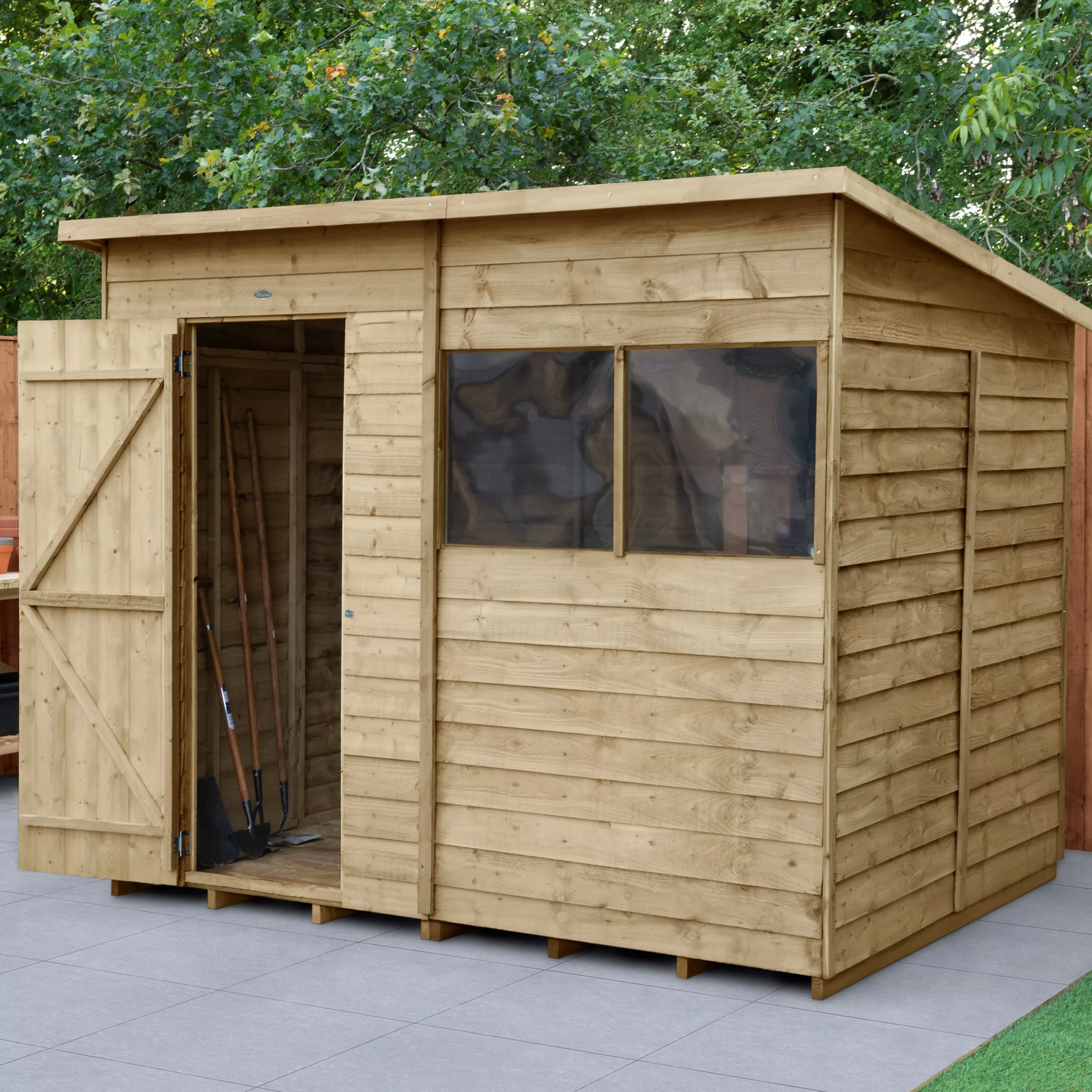 Forest Garden 8x6 Pent Pressure Treated Overlap Wooden Shed With Floor (Base Included) 3 Forest Garden 8x6 Pent Pressure Treated Overlap Wooden Shed With Floor (Base Included)