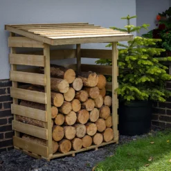 Forest Garden Compact Timber 3x3 Ft Pent Log Store -Outdoor Garden Shop forest garden compact timber 3x3 ft pent log store5013053189900 04i