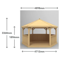 Forest Garden Furnished Cedar Roof Hexagonal Gazebo, (W)4900mm (D)4240mm (Green Cushion Included) -Outdoor Garden Shop forest garden furnished cedar roof hexagonal gazebo w 4900mm d 4240mm green cushion included 5013053172612 01t
