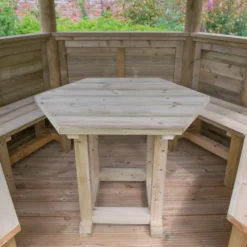 Forest Garden Furnished Hexagonal Gazebo, (W)3.3m (D)2.84m -Outdoor Garden Shop forest garden furnished hexagonal gazebo w 3 3m d 2 84m5013053172377 05i