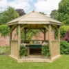 Forest Garden Furnished Hexagonal Gazebo, (W)3.78m (D)3.27m -Outdoor Garden Shop forest garden furnished hexagonal gazebo w 3 78m d 3 27m5013053172469 01i