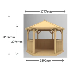 Forest Garden Furnished Hexagonal Gazebo, (W)3.78m (D)3.27m -Outdoor Garden Shop forest garden furnished hexagonal gazebo w 3 78m d 3 27m5013053172469 01t