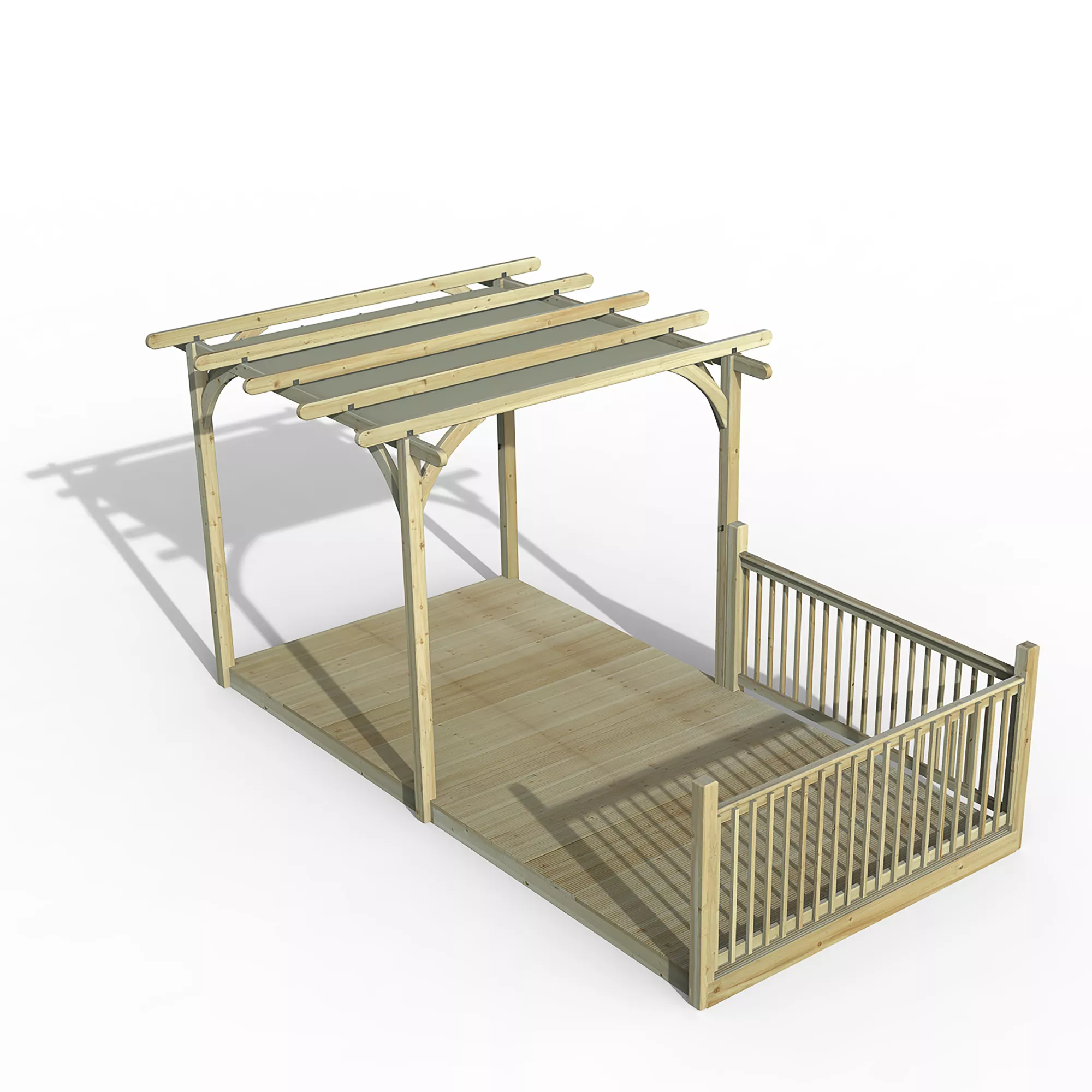 Forest Garden Grey Pergola & Decking Kit, X4 Post X2 Balustrade (H) 2.5m X (W) 5.2m - Canopy Included 3 Forest Garden Grey Pergola & Decking Kit, X4 Post X2 Balustrade (H) 2.5m X (W) 5.2m - Canopy Included
