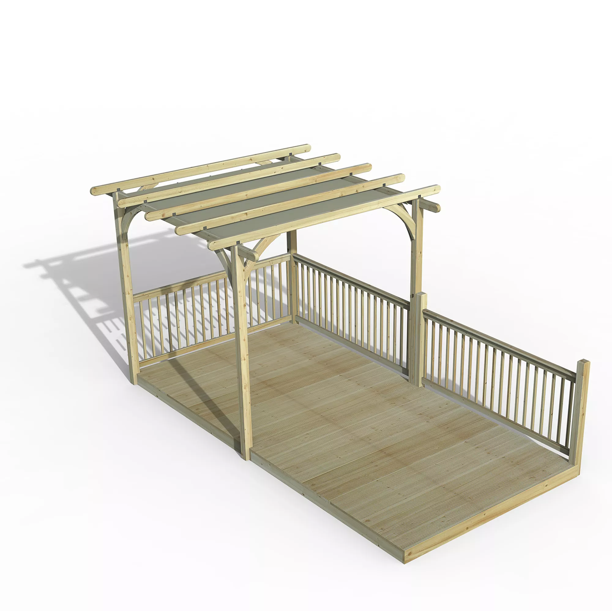 Forest Garden Grey Pergola & Decking Kit, X4 Post X3 Balustrade (H) 2.5m X (W) 5.2m - Canopy Included 3 Forest Garden Grey Pergola & Decking Kit, X4 Post X3 Balustrade (H) 2.5m X (W) 5.2m - Canopy Included