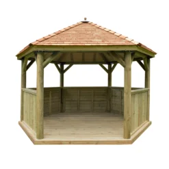 Forest Garden Hexagonal Gazebo With Cedar Roof, (W)4.26m (D)3.69m 11 Forest Garden Hexagonal Gazebo With Cedar Roof, (W)4.26m (D)3.69m -Outdoor Garden Shop forest garden hexagonal gazebo with cedar roof w 4 26m d 3 69m5013053163405 02c bq