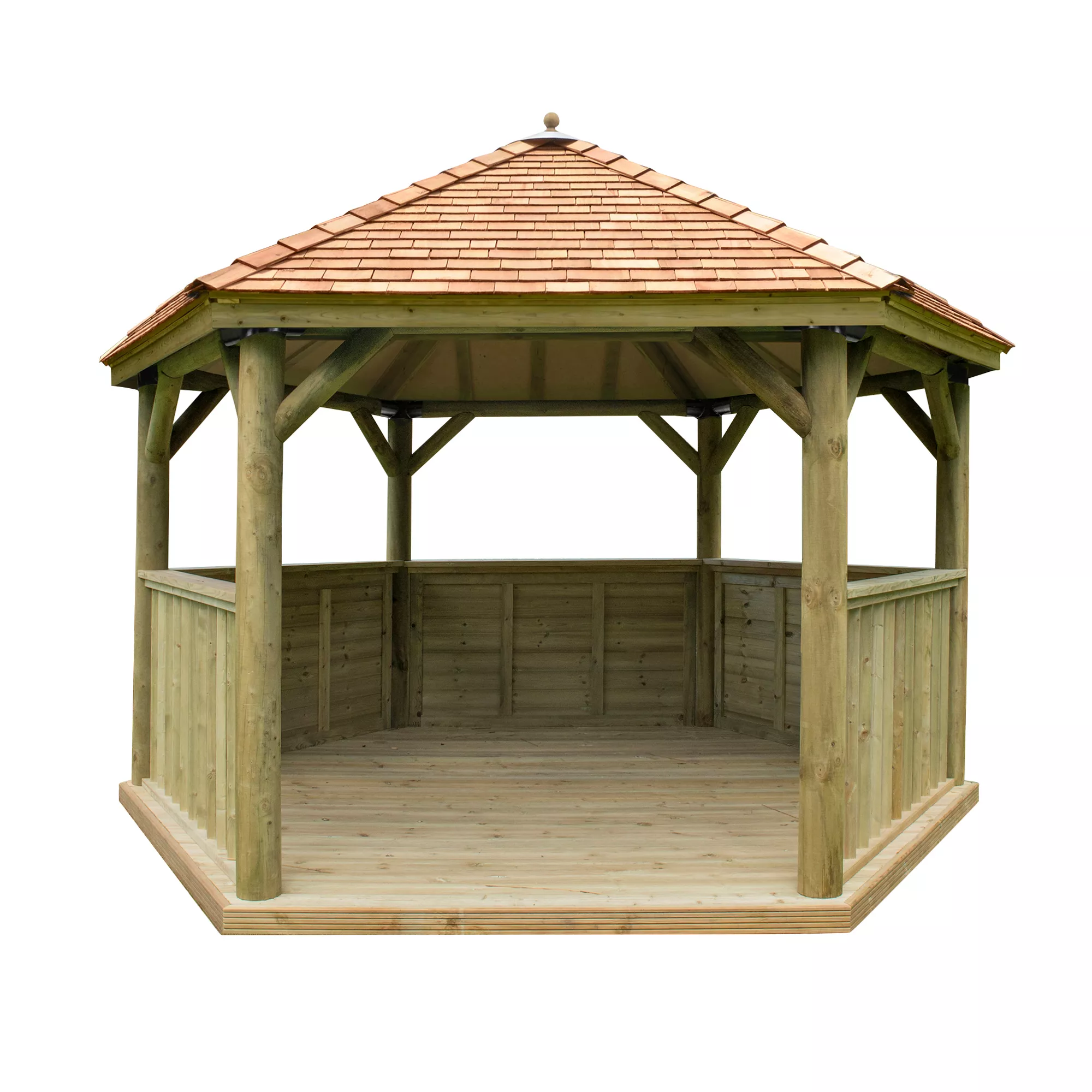 Forest Garden Hexagonal Gazebo With Cedar Roof, (W)4.26m (D)3.69m 4 Forest Garden Hexagonal Gazebo With Cedar Roof, (W)4.26m (D)3.69m - Image 2