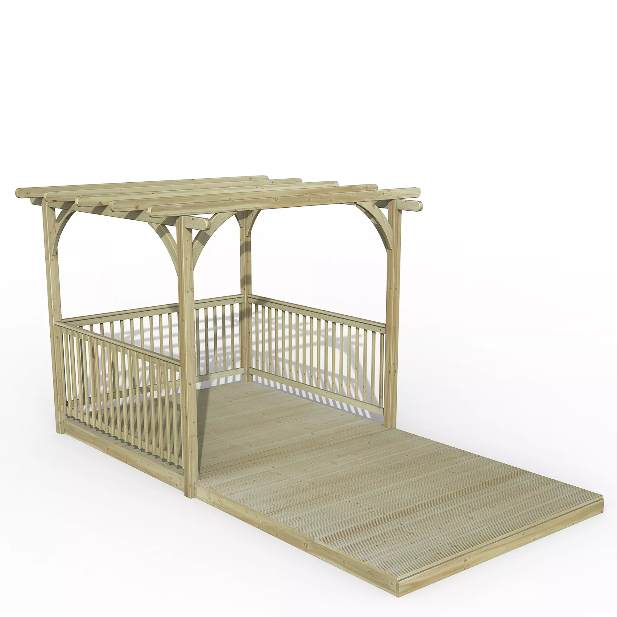 Forest Garden Natural Pergola & Decking Kit, X4 Post X3 Balustrade (H) 2.5m X (W) 3m 3 Forest Garden Natural Pergola & Decking Kit, X4 Post X3 Balustrade (H) 2.5m X (W) 3m