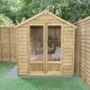 Forest Garden Oakley 6x4 Apex Overlap Solid Wood Summer House With Double Door - Assembly Service Included -Outdoor Garden Shop forest garden oakley 6x4 apex overlap solid wood summer house with double door assembly service included5013053188439 01i bq