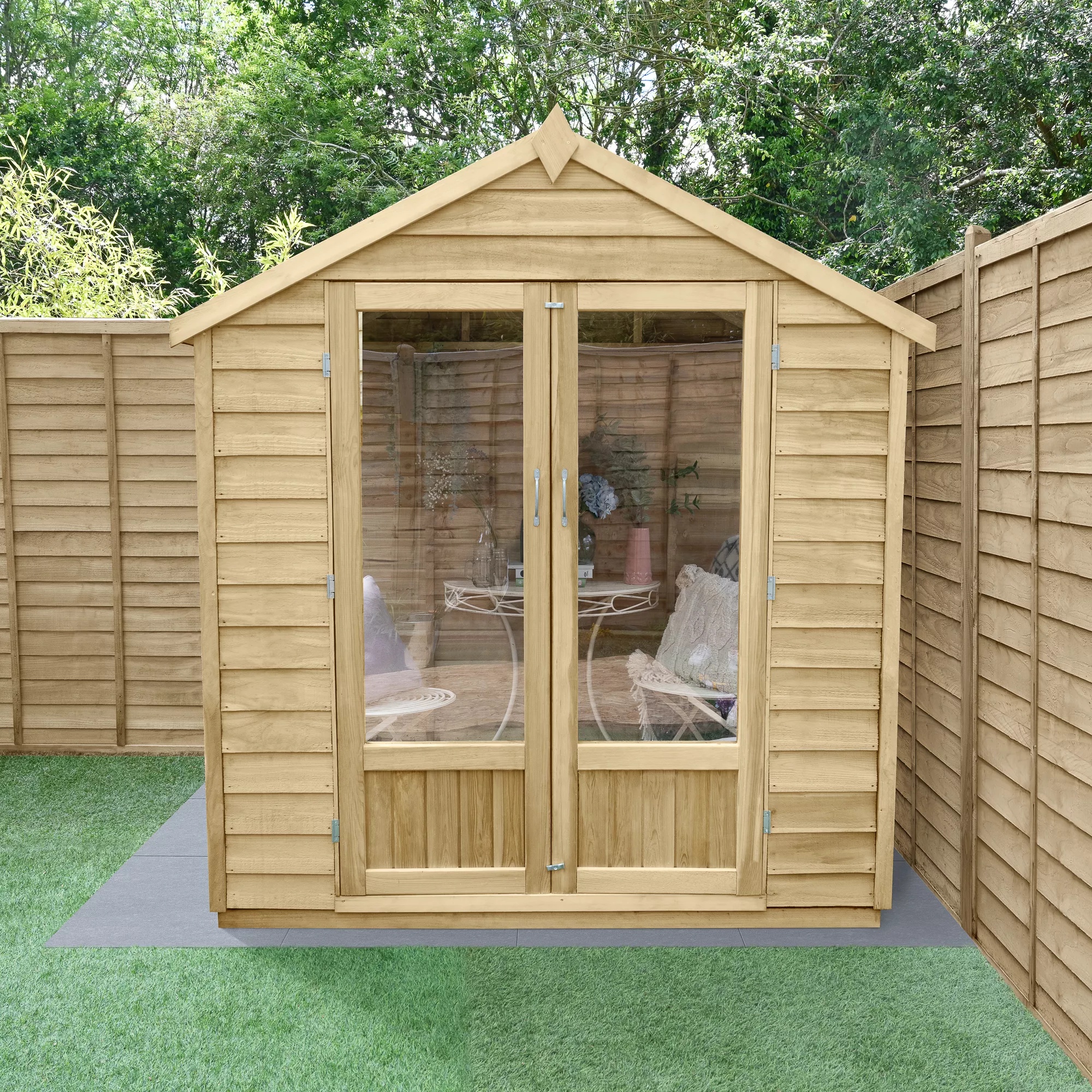 Forest Garden Oakley 6x4 Apex Overlap Solid Wood Summer House With Double Door (Base Included) 3 Forest Garden Oakley 6x4 Apex Overlap Solid Wood Summer House With Double Door (Base Included)