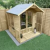 Forest Garden Oakley 6x6 Apex Overlap Solid Wood Summer House With Double Door (Base Included) -Outdoor Garden Shop forest garden oakley 6x6 apex overlap solid wood summer house with double door base included 5013053188545 03i bq