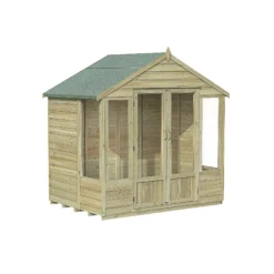 Forest Garden Oakley 7x5 Apex Overlap Solid Wood Summer House With Double Door (Base Included) -Outdoor Garden Shop forest garden oakley 7x5 apex overlap solid wood summer house with double door base included 5013053188521 01c bq