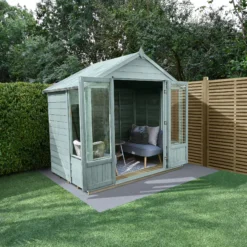 Forest Garden Oakley 7x5 Apex Overlap Solid Wood Summer House With Double Door (Base Included) -Outdoor Garden Shop forest garden oakley 7x5 apex overlap solid wood summer house with double door base included 5013053188521 02i bq