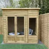 Forest Garden Oakley 7x5 Pent Overlap Solid Wood Summer House With Double Door -Outdoor Garden Shop forest garden oakley 7x5 pent overlap solid wood summer house with double door5013053188507 01i bq