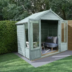 Forest Garden Oakley 8x6 Apex Overlap Solid Wood Summer House With Double Door -Outdoor Garden Shop forest garden oakley 8x6 apex overlap solid wood summer house with double door5013053188583 02i bq