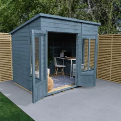 Forest Garden Oakley 8x6 Pent Overlap Solid Wood Summer House With Double Door - Assembly Service Included -Outdoor Garden Shop forest garden oakley 8x6 pent overlap solid wood summer house with double door assembly service included5013053188606 02i bq