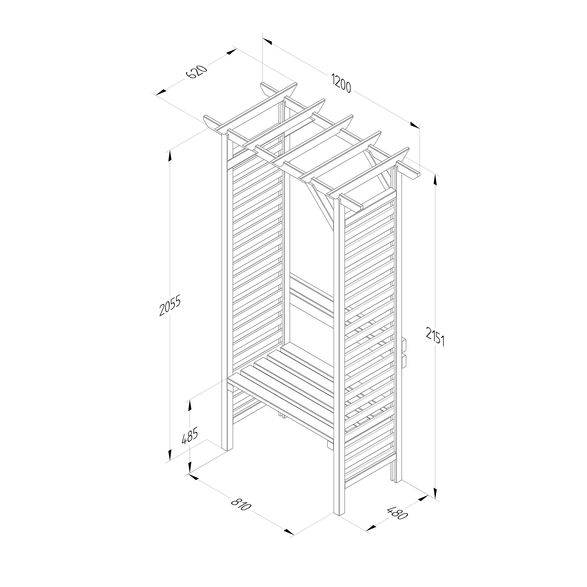 Forest Garden Palma Arbour, (H)2151mm (W)1200mm (D)620mm - Assembly Required 8 Forest Garden Palma Arbour, (H)2151mm (W)1200mm (D)620mm - Assembly Required - Image 6