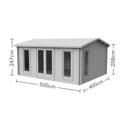 Forest Garden Rushock 5x4 Toughened Glass Apex Loglap Solid Wood Cabin With Double Door -Outdoor Garden Shop forest garden rushock 5x4 toughened glass apex loglap solid wood cabin with double door5013053181492 01t bq
