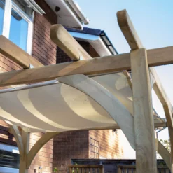 Forest Garden Ultima Cream Pergola & Decking Kit, X4 Post (H) 2.4m X (W) 2.4m - Canopy Included -Outdoor Garden Shop forest garden ultima cream pergola decking kit x4 post h 2 4m x w 2 4m canopy included5013053192252 02i