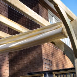 Forest Garden Ultima Cream Pergola & Decking Kit, X4 Post (H) 2.4m X (W) 2.4m - Canopy Included -Outdoor Garden Shop forest garden ultima cream pergola decking kit x4 post h 2 4m x w 2 4m canopy included5013053192252 05i