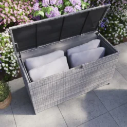 GoodHome Hamilton Steeple Grey Rattan Effect Storage Box (W) 125cm X (D) 55cm 25 GoodHome Hamilton Steeple Grey Rattan Effect Storage Box (W) 125cm X (D) 55cm -Outdoor Garden Shop goodhome hamilton steeple grey rattan effect storage box w 125cm x d 55cm5059340677392 01i