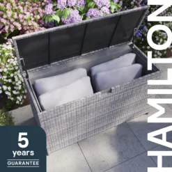 GoodHome Hamilton Steeple Grey Rattan Effect Storage Box (W) 125cm X (D) 55cm 29 GoodHome Hamilton Steeple Grey Rattan Effect Storage Box (W) 125cm X (D) 55cm -Outdoor Garden Shop goodhome hamilton steeple grey rattan effect storage box w 125cm x d 55cm5059340677392 41i EN