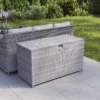 GoodHome Hamilton Steeple Grey Rattan Effect Storage Box (W) 180cm X (D) 65cm -Outdoor Garden Shop goodhome hamilton steeple grey rattan effect storage box w 180cm x d 65cm5059340677415 01i