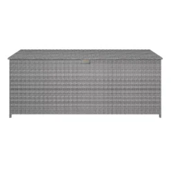 GoodHome Hamilton Steeple Grey Rattan Effect Storage Box (W) 180cm X (D) 65cm -Outdoor Garden Shop goodhome hamilton steeple grey rattan effect storage box w 180cm x d 65cm5059340677415 02c