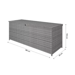 GoodHome Hamilton Steeple Grey Rattan Effect Storage Box (W) 180cm X (D) 65cm -Outdoor Garden Shop goodhome hamilton steeple grey rattan effect storage box w 180cm x d 65cm5059340677415 02t
