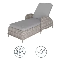 GoodHome Hamilton Steeple Grey Rattan Effect Sun Lounger -Outdoor Garden Shop goodhome hamilton steeple grey rattan effect sun lounger5059340676159 71c